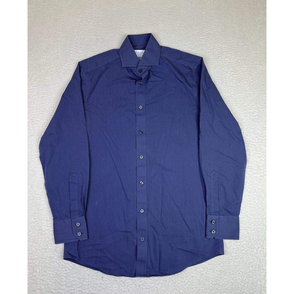 Charles Tyrwhitt Mens Blue Pinstripe Slim Fit Non‎ Iron Dress Shirt 14.5 32/33